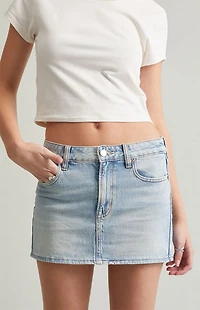 Pacsun Bella Stretch Light Indigo Mid Rise Denim Mini Skirt
