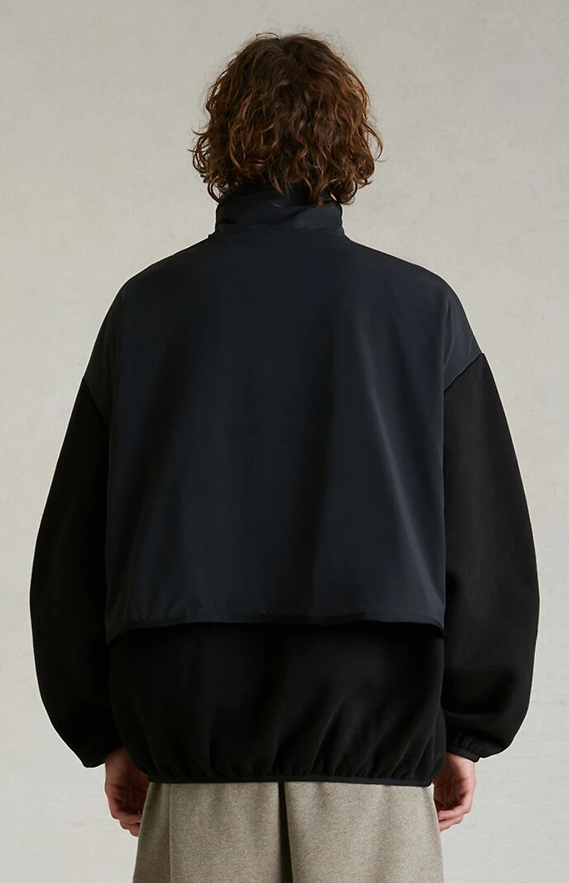 Fear of God ESSENTIALS Black Nylon Fleece Mock Neck Sweatshirt