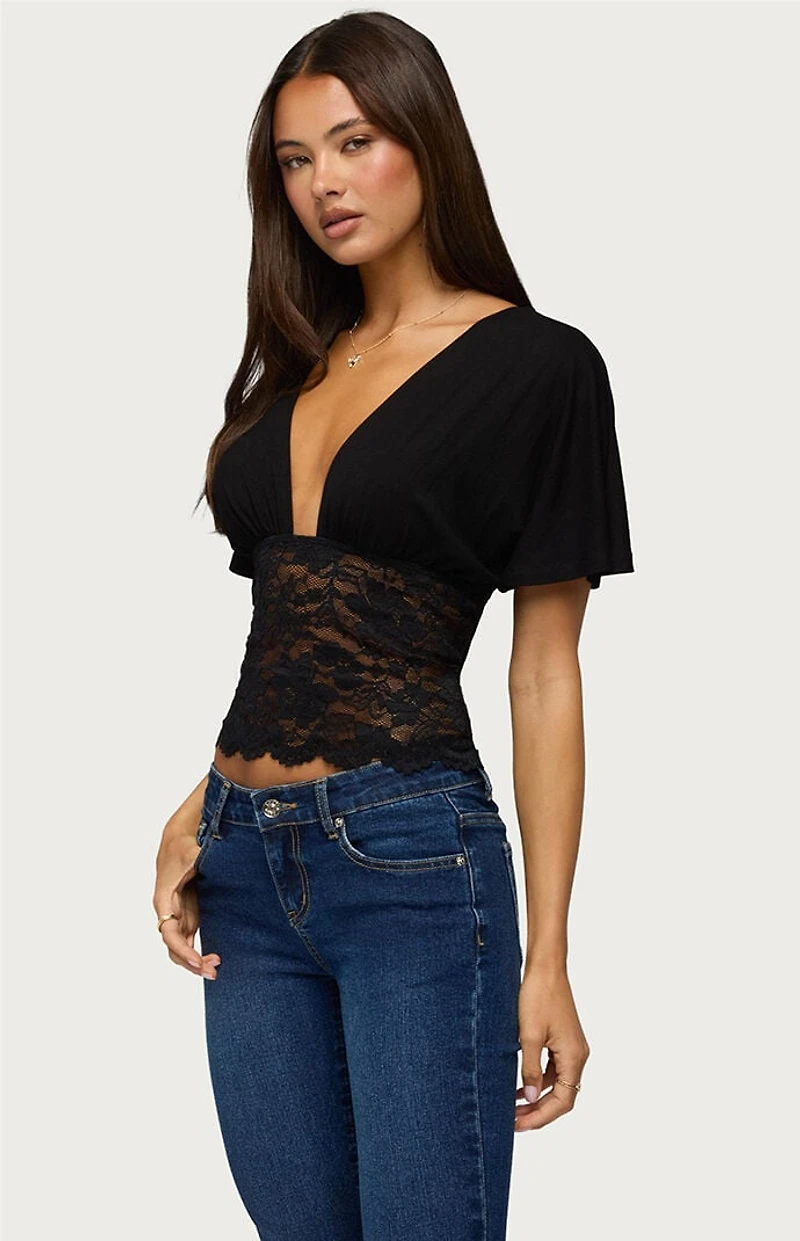 Edikted Jaeda Lace Flutter Top