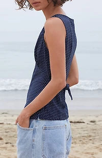 John Galt Blue Polka Dot Tank Top