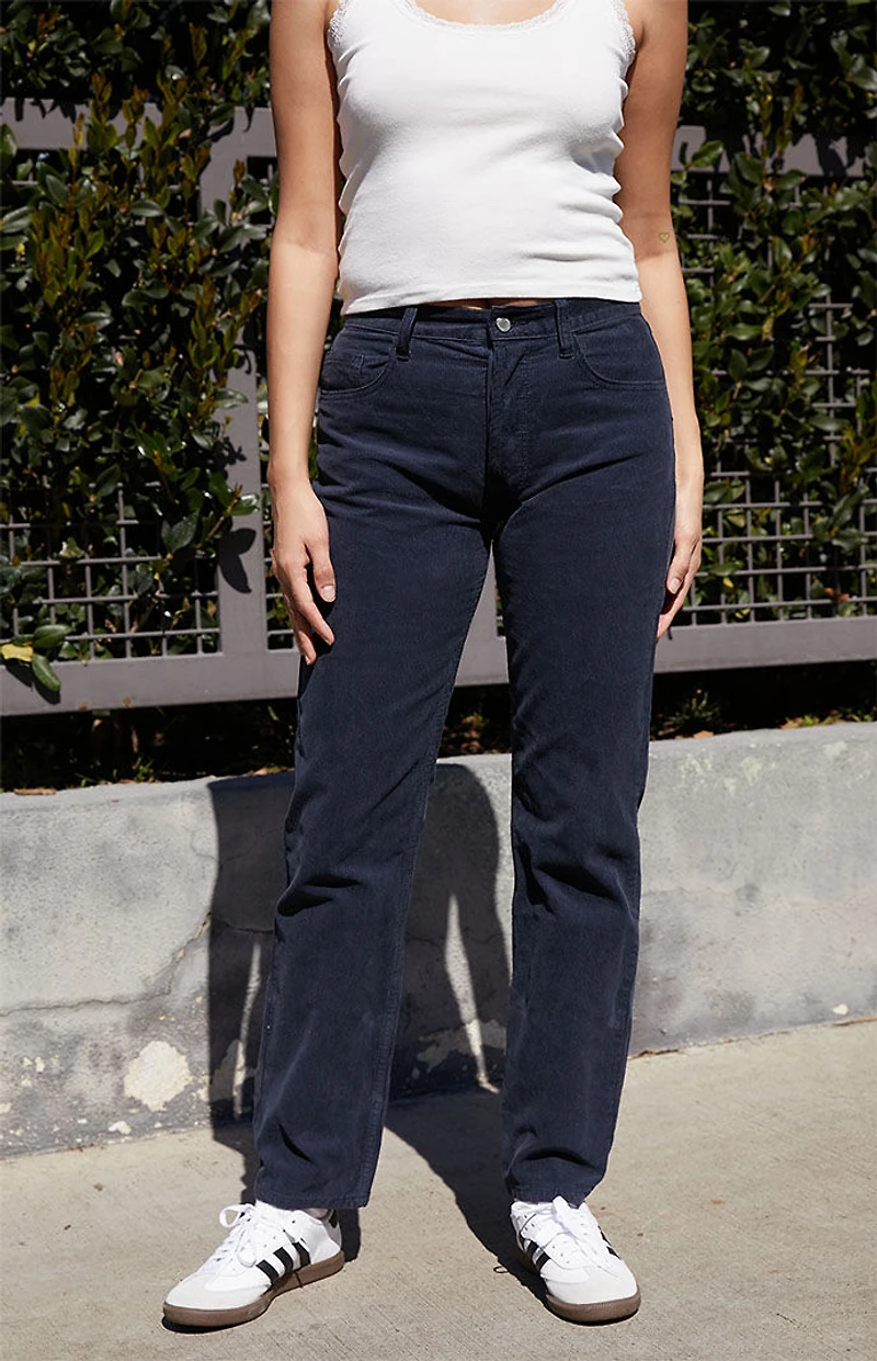 John Galt Navy Corduroy Straight Leg Pants