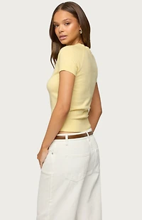 Edikted Wilmer Button Up Short Sleeve Knit Top