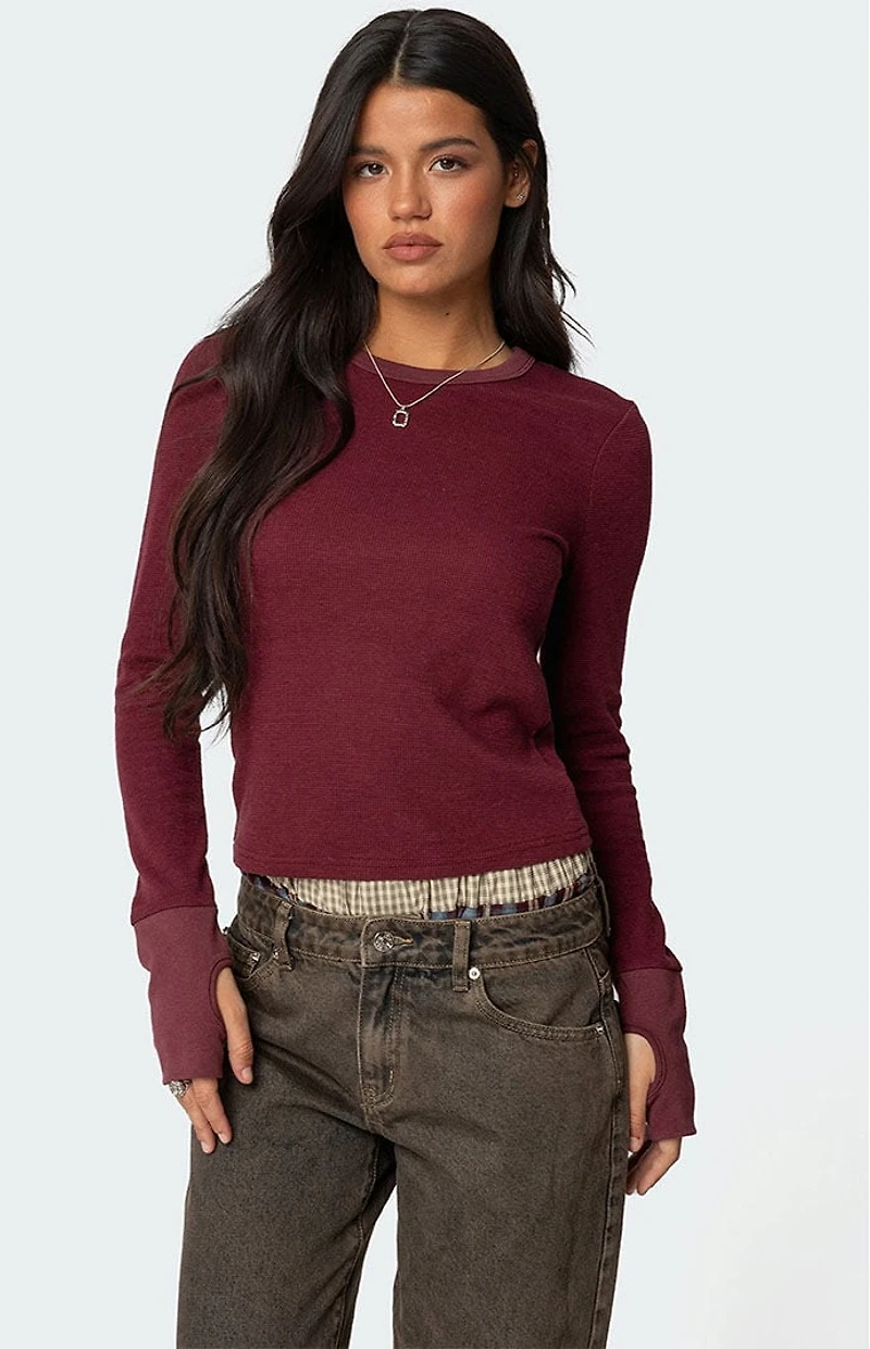 Edikted Waffle Long Sleeve T-Shirt