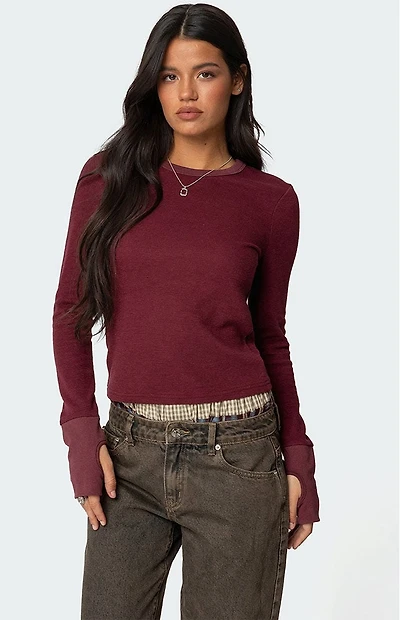 Edikted Waffle Long Sleeve T-Shirt