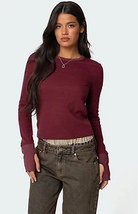 Edikted Waffle Long Sleeve T-Shirt