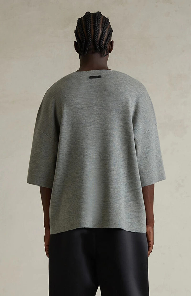 Fear of God ESSENTIALS Concrete Heather Merino Wool Short Sleeve Knit T-Shirt