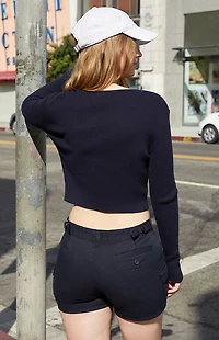 John Galt Blue Notched V Neck Sweater