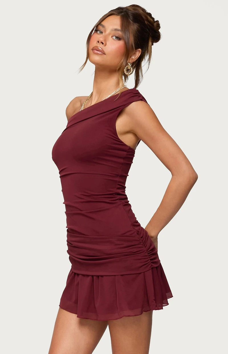 Edikted Gesibelle Off Shoulder Mesh Mini Dress