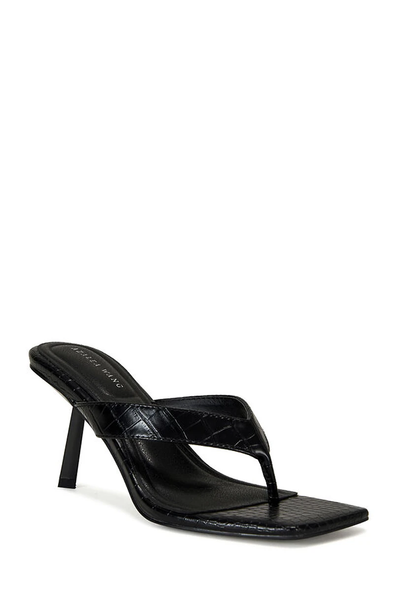 AZALEA WANG Women's Black Umberta Crocodile Skin Stiletto Heels