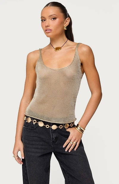 Edikted Meena Shiny Knit Tank Top