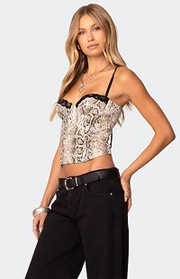 Edikted Snakeskin Denim Corset