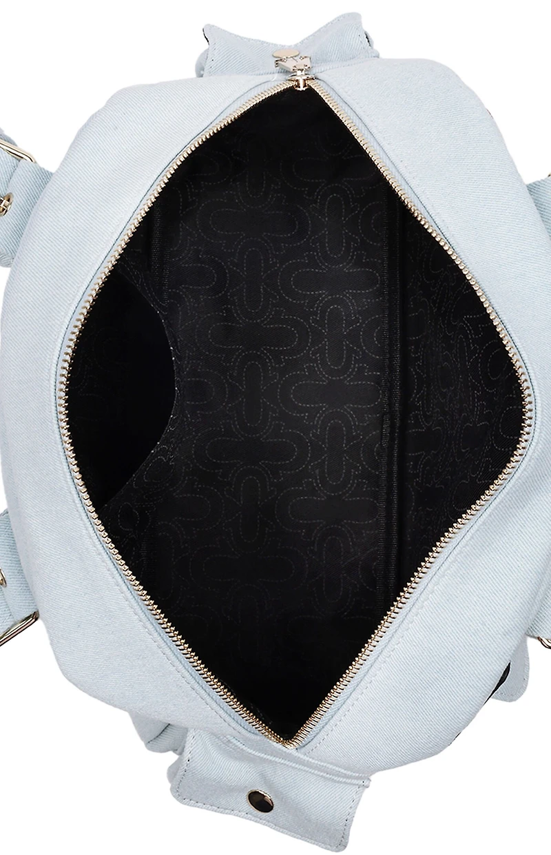 True Religion Light Blue Multi Patch Satchel Bag