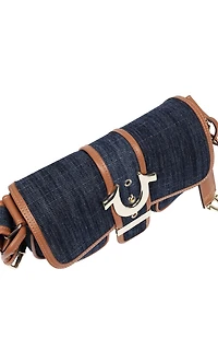 True Religion Dark Denim Double Pocket Satchel Bag