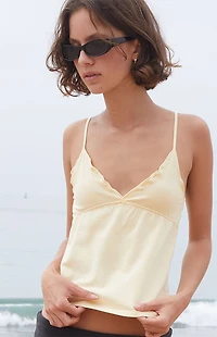 John Galt Yellow Tiffany Bow Tank Top
