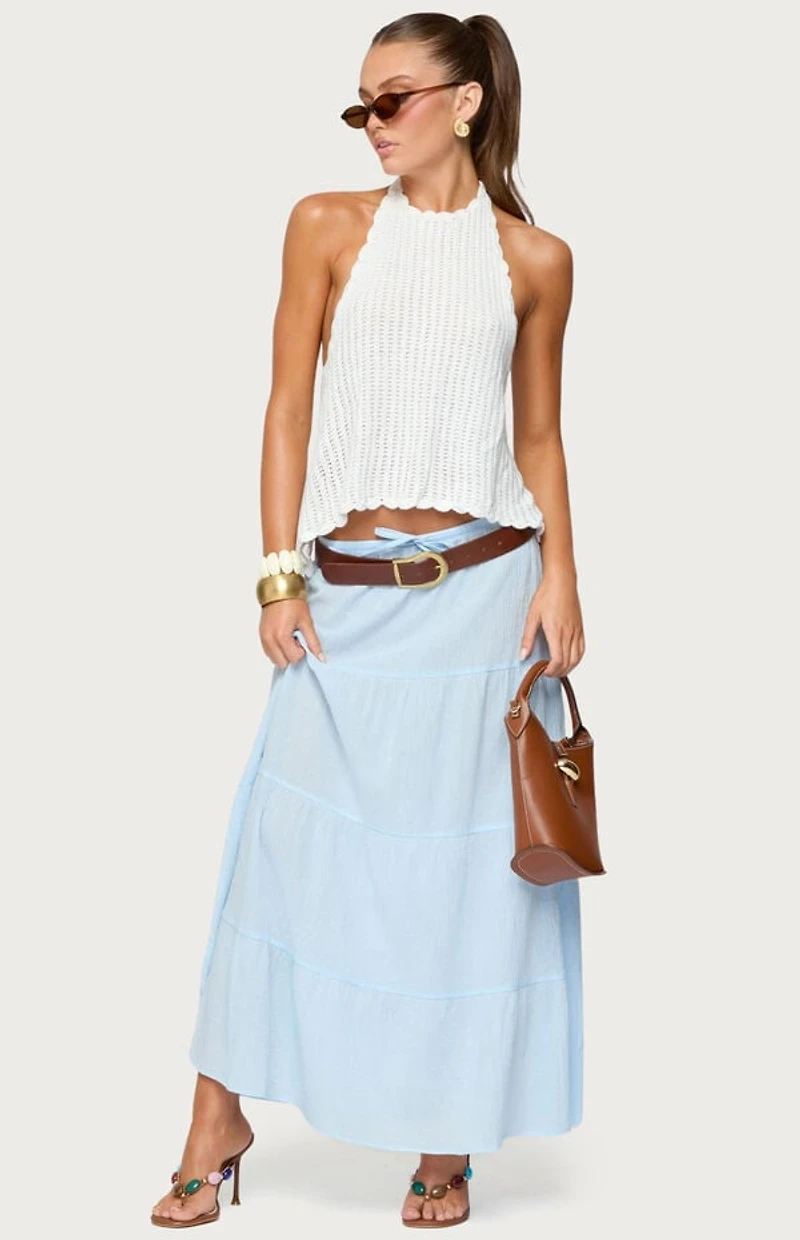 Edikted Ivey Backless Crochet Halter Top