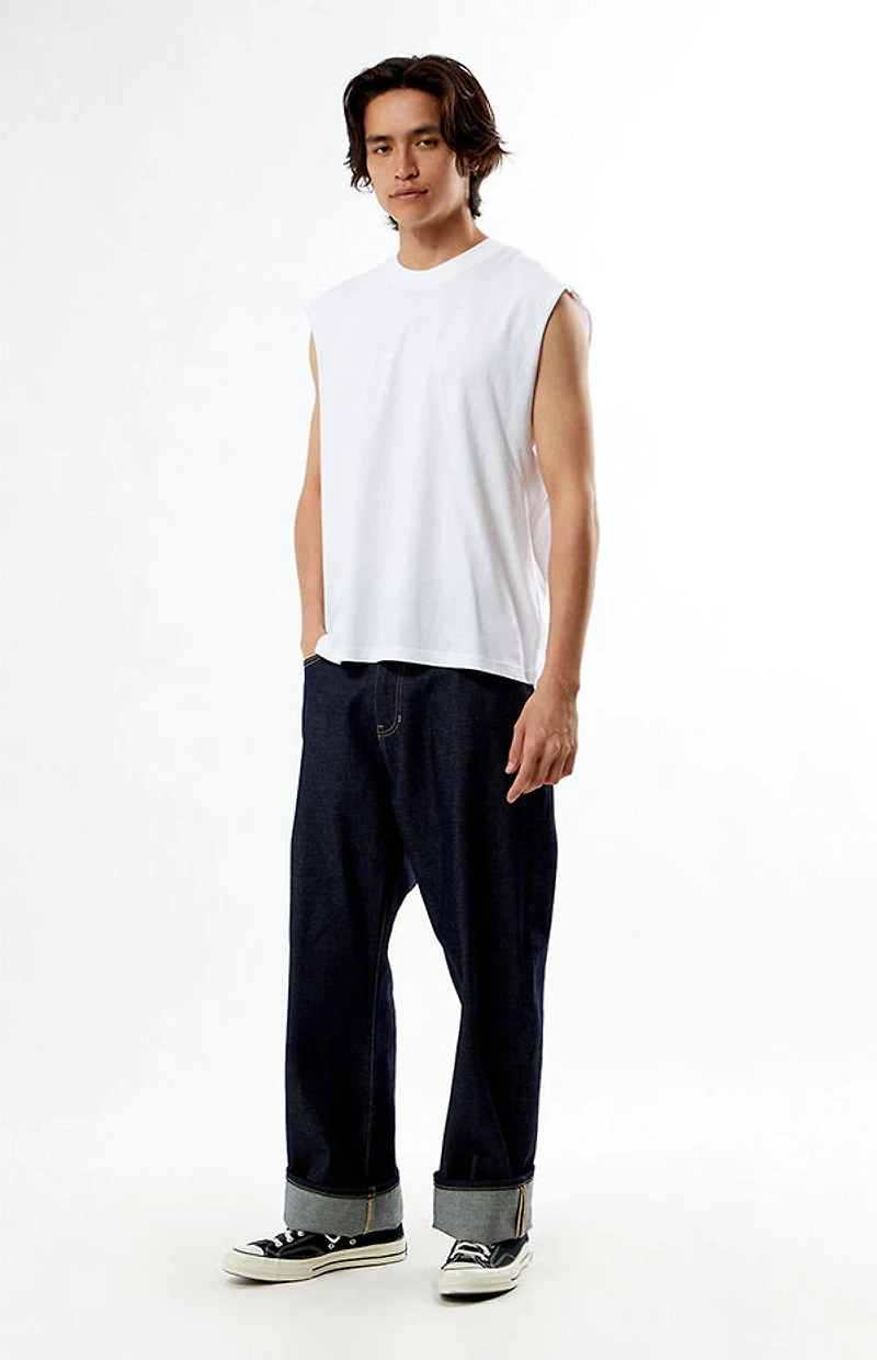 Pacsun White Cut Off Muscle T-Shirt