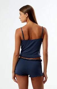 LA Hearts Ruffle Knit Pajama Tank & Shorts Two-Piece Set