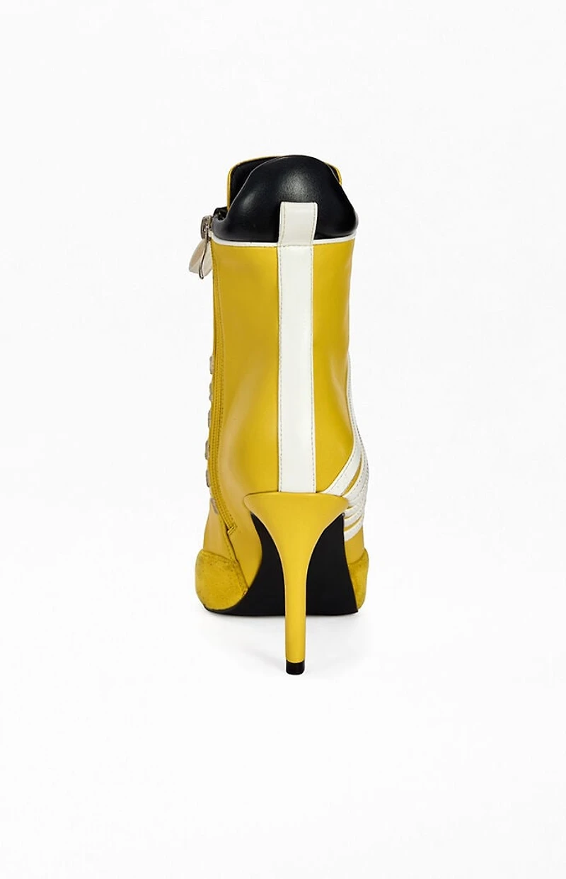 AZALEA WANG Women's Eleven Mustard Sporty Stiletto Booties