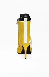 AZALEA WANG Women's Eleven Mustard Sporty Stiletto Booties