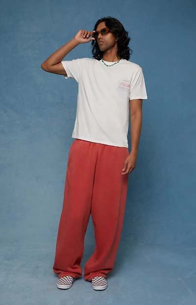 Pacsun Red Washed Fleece Extreme Baggy Sweatpants