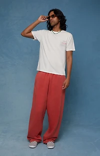 Pacsun Red Washed Fleece Extreme Baggy Sweatpants