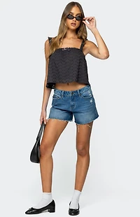 Edikted Tami Eyelet Ruffle Tank Top
