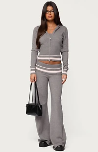 Edikted Kaliya Stripey Fold Over Knit Flared Pants