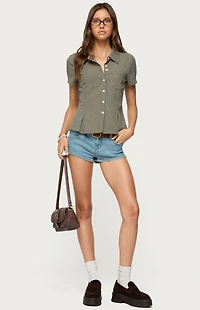 Edikted Alisa Plaid Tailored Button Up Shirt