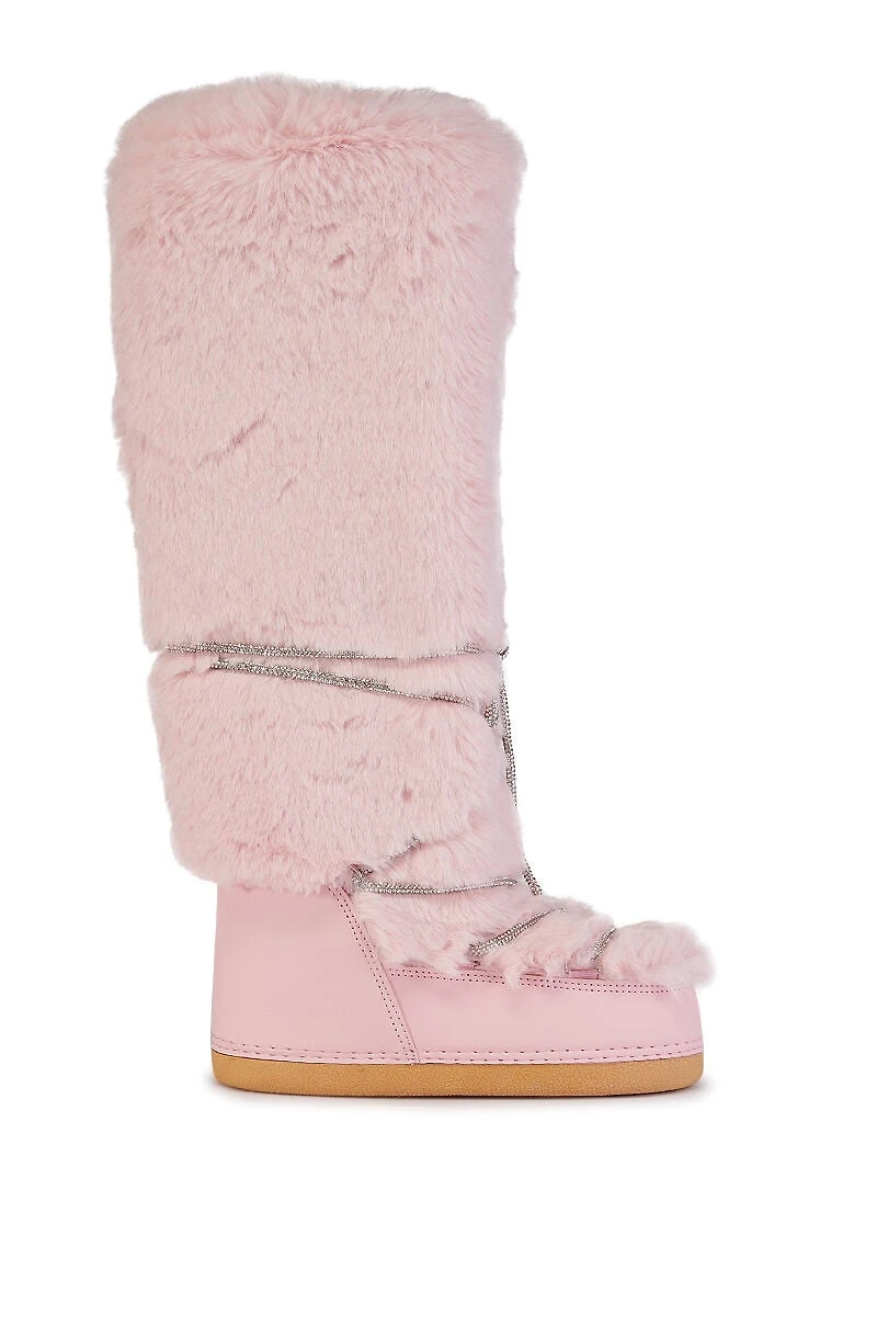 AZALEA WANG Women's Tayton Pink Flat Snow Boots