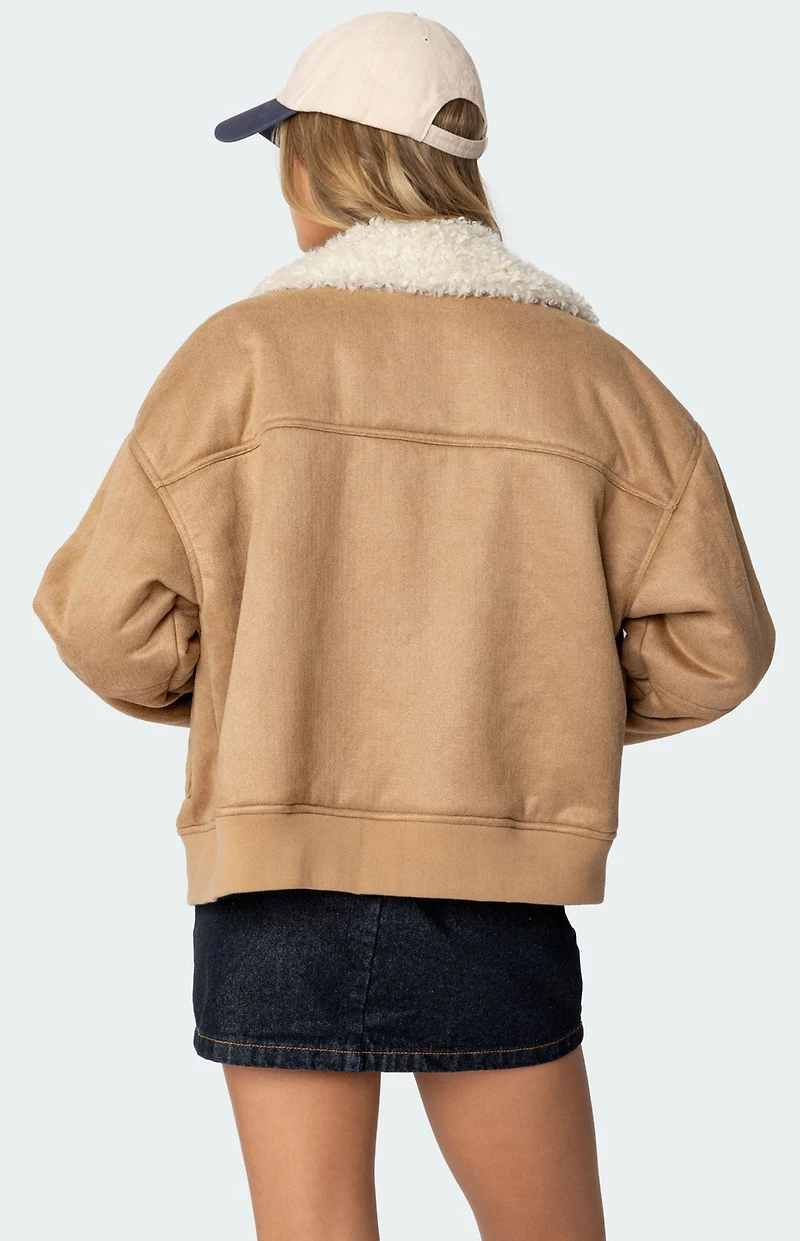 Edikted Faux Suede Bomber Jacket