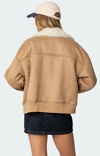 Edikted Faux Suede Bomber Jacket