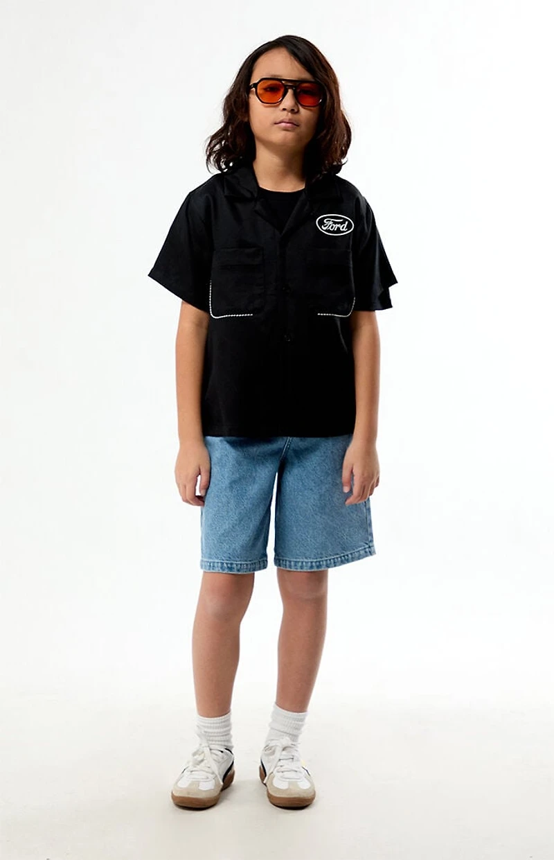 FORD Kids Pick Stitch Cropped Camp Shirt