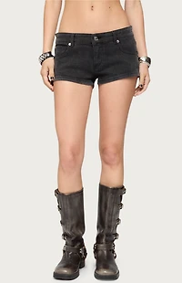 Edikted Syra Zipper Low Rise Denim Shorts