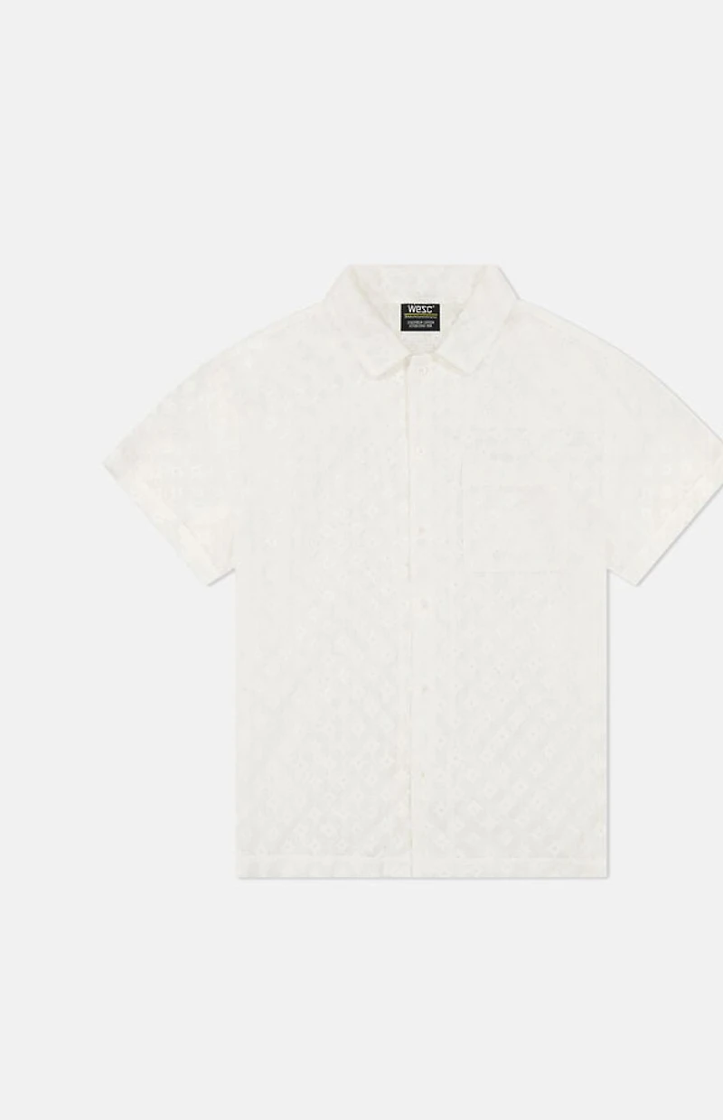 WeSC America Inc White Mesh Camp Shirt