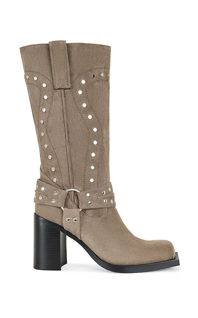 AZALEA WANG Women's Cirilla Brown Chunky Heel Boots