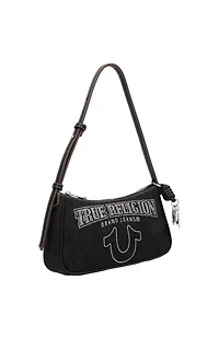 True Religion Bling Logo Black Denim Shoulder Bag