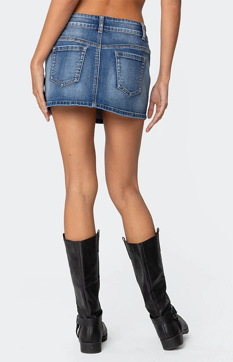 Edikted Jive Washed Denim Mini Skirt