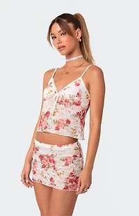 Edikted Portofino Printed Sheer Lace Tank Top
