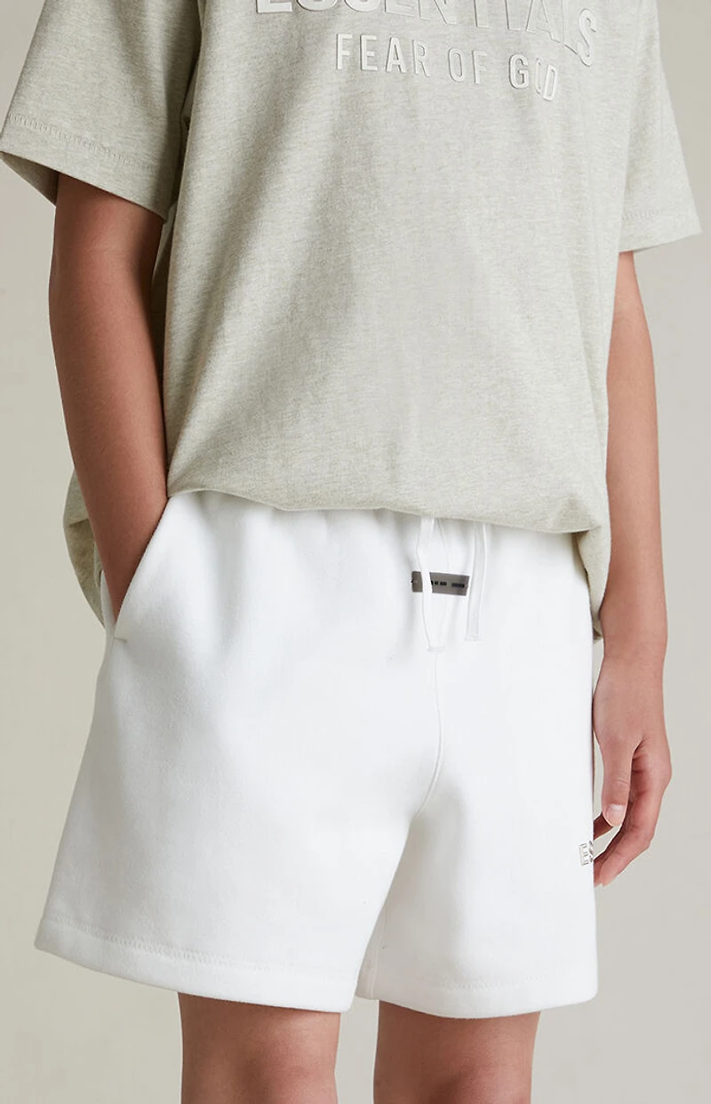 Fear of God ESSENTIALS Kids Cloud White Fleece Soccer Sweat Shorts