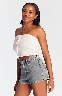 Pacsun Dark Indigo Zip Fly High Waisted Denim Festival Shorts