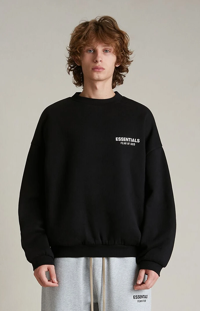 Fear of God ESSENTIALS Black Fleece Crew Neck Sweatshirt