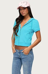 Edikted Daisi Short Sleeve Hoodie Top