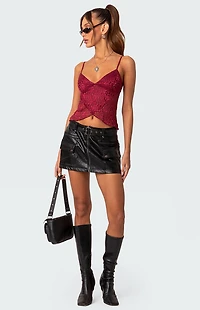 Edikted Faux Leather Cargo Mini Skirt