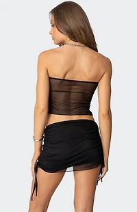 Edikted Joy Asymmetric Sheer Mesh Tube Top