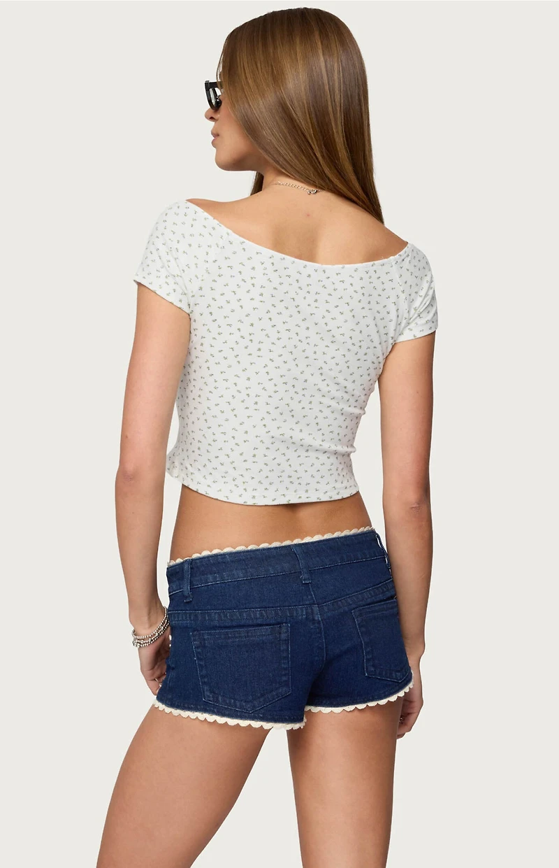 Edikted Perry Floral Boat Neck Top