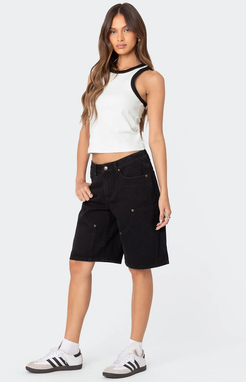 Edikted Jacqui Low Rise Denim Bermuda Shorts