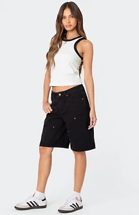 Edikted Jacqui Low Rise Denim Bermuda Shorts
