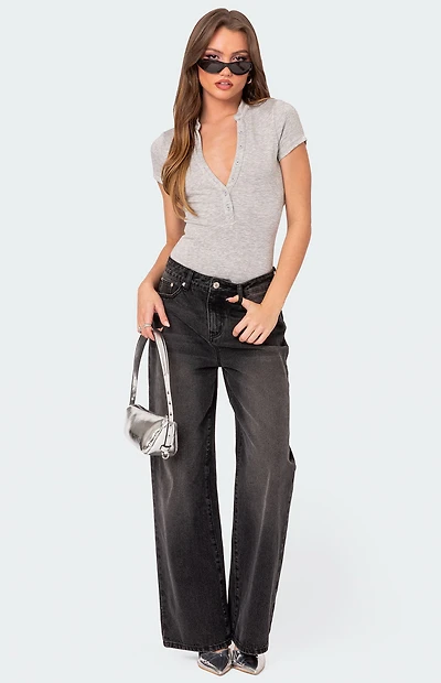 Edikted So Chill Button Up Bodysuit