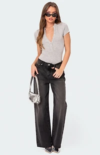 Edikted So Chill Button Up Bodysuit