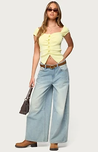 Edikted Lilibet Sweetheart Button Up Top